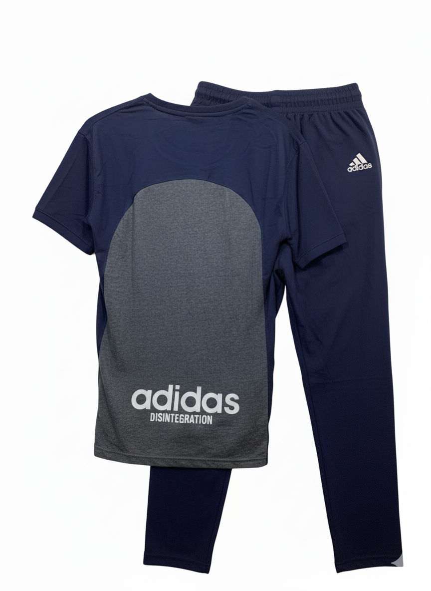Adidas Men’s Half Sleeve Track-Suit| Dark Grey & Navy